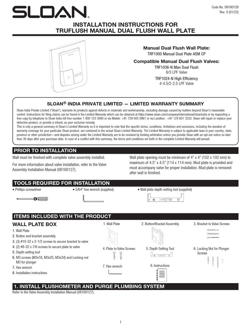 Sloan TRUFLUSH TRF1000 installation instructions Sloan TRUFLUSH TRF1000 installation instructions