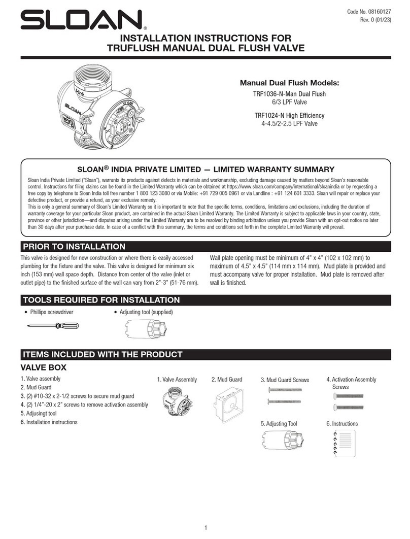 Sloan TRUFLUSH TRF1036-N installation instructions