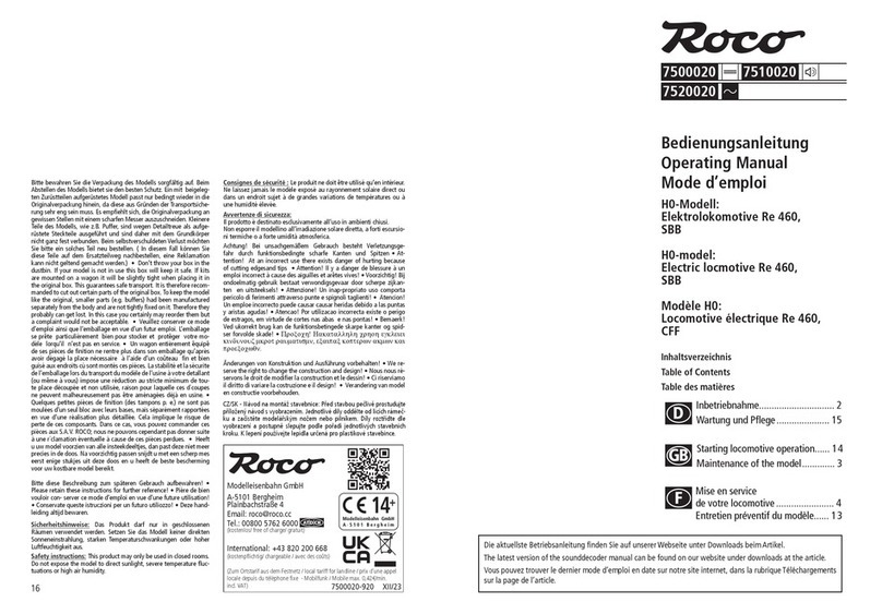 roco Re 460 SBB operating manual