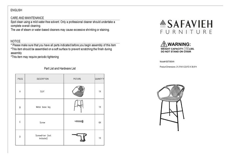 Safavieh Furniture BST9904A manual Safavieh Furniture BST9904A manual