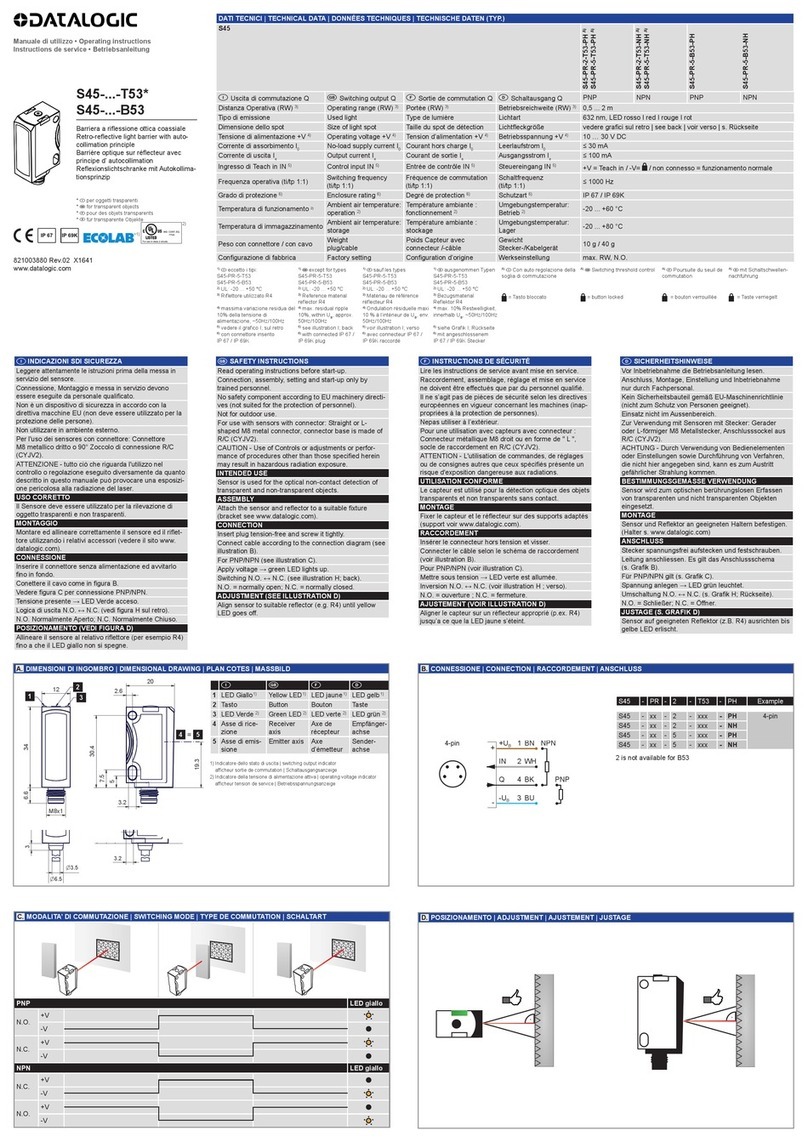 Datalogic S45-T53 Series operating instructions Datalogic S45-T53 Series operating instructions