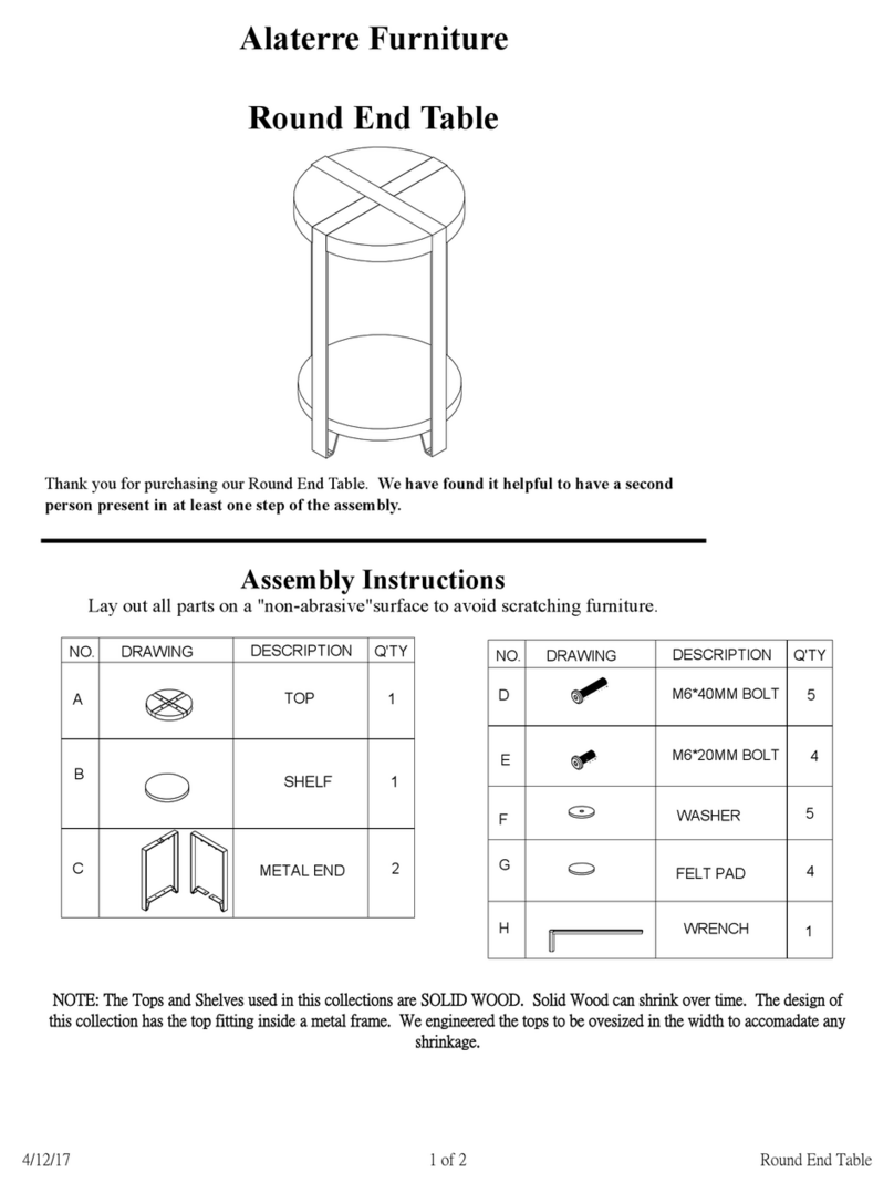 Alaterre Furniture Round End Table Assembly instructions
