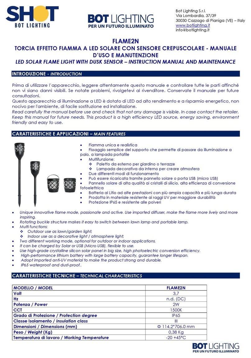 BOT LIGHTING SHOT FLAME2N Instruction manual and maintenance