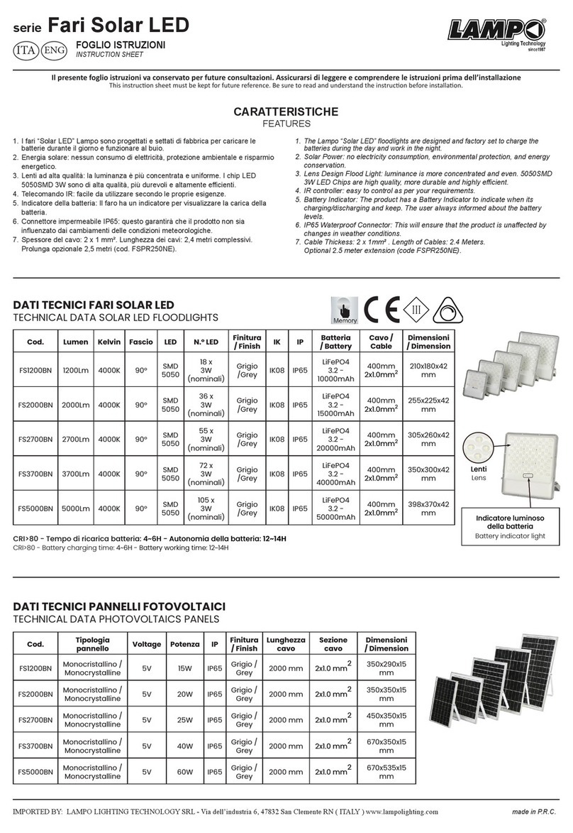 Lampo Fari Solar LED Series instruction sheet