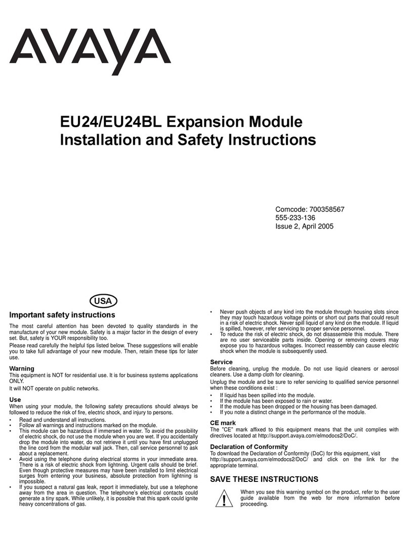 Avaya EU24BL Installation and safety instructions