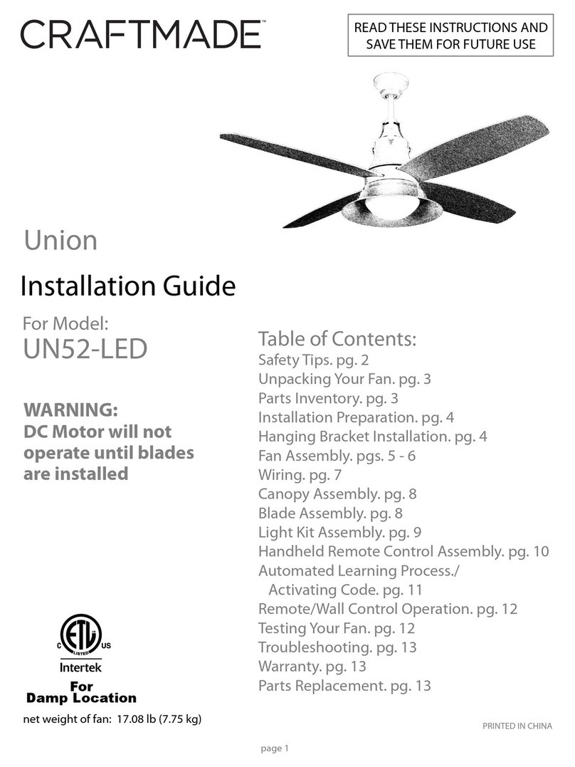Craftmade Union User manual