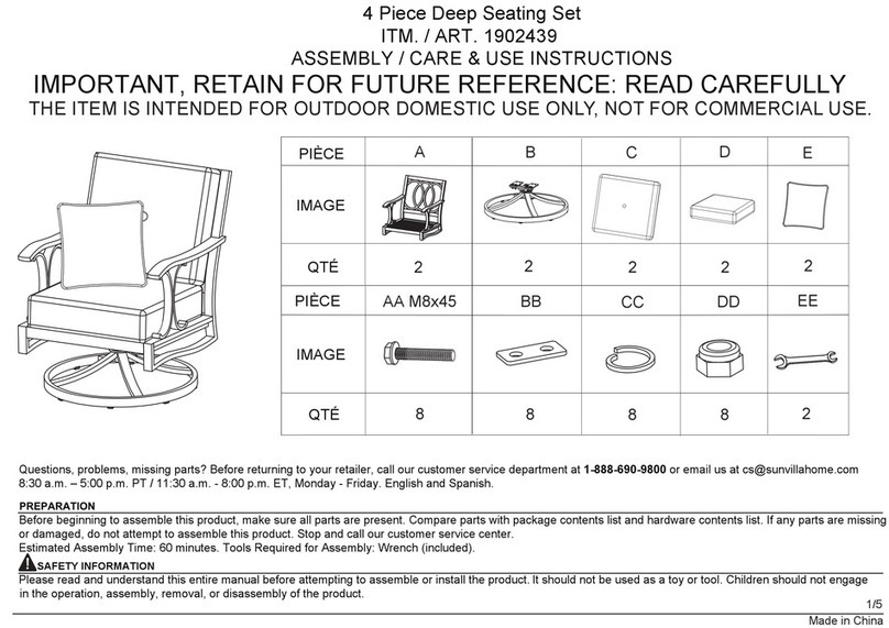 SUNVILLA 1902439 Assembly / care & use instructions SUNVILLA 1902439 Assembly / care & use instructions