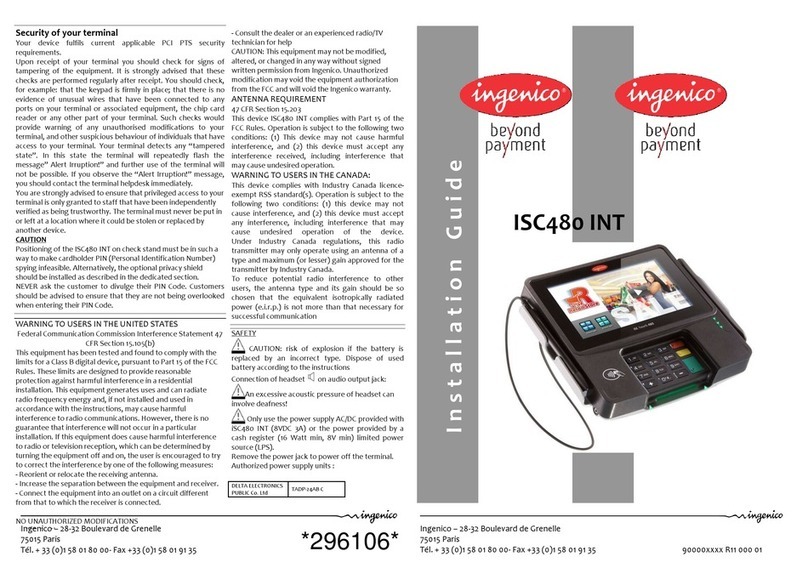 Ingenico ISC480 INT installation guide
