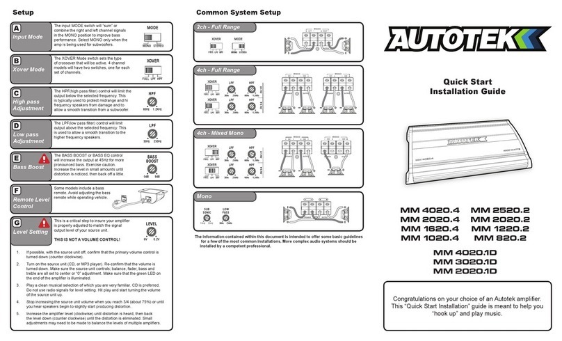 Autotek MM 4020.4 Quick start installation guide