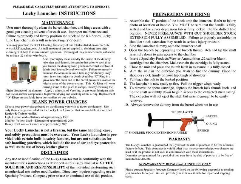 Retriev-R-Trainer Lucky Launcher II operating instructions Retriev-R-Trainer Lucky Launcher II operating instructions