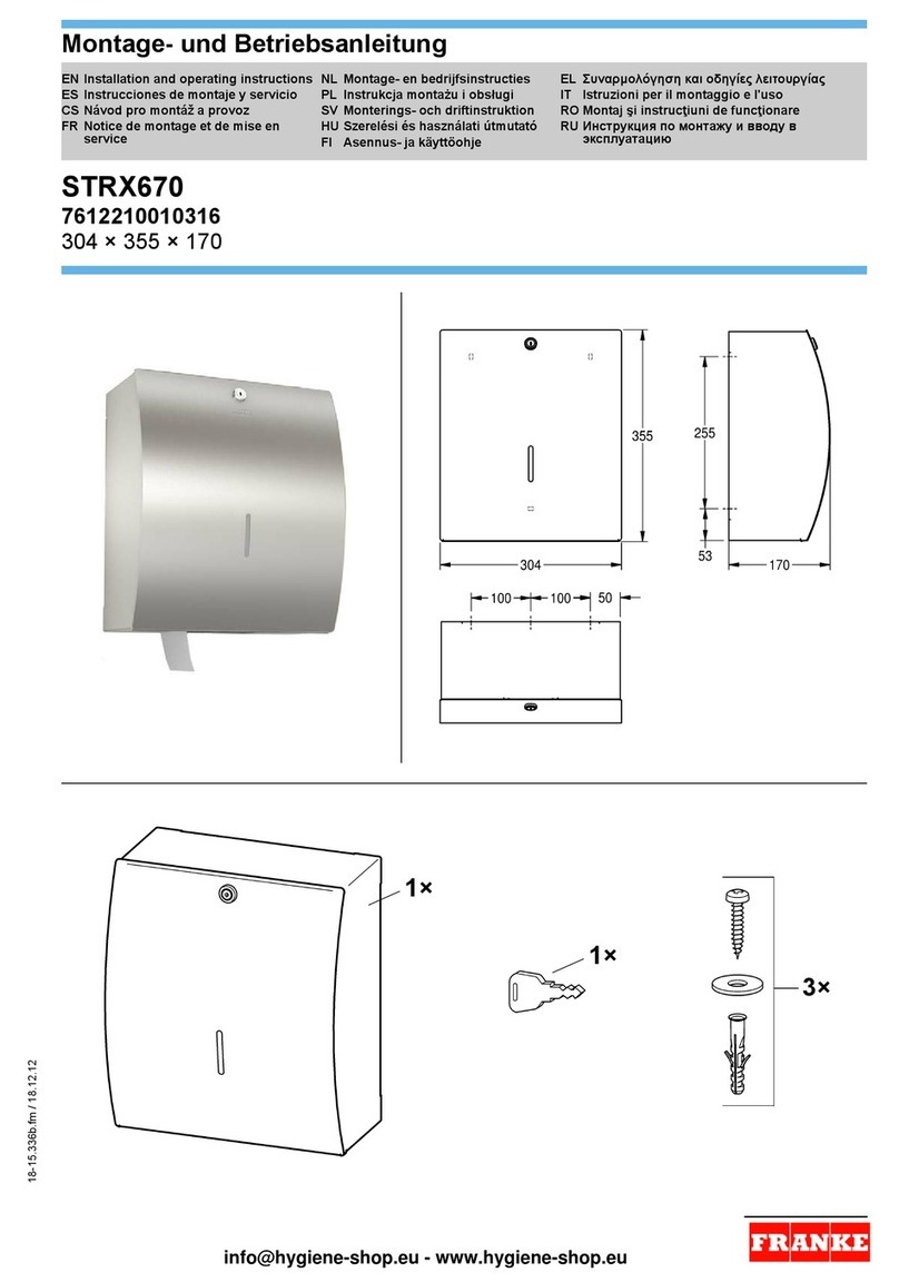 Franke STRX670 Installation and operating instructions