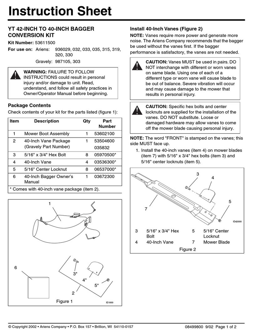 Ariens 53611500 instruction sheet