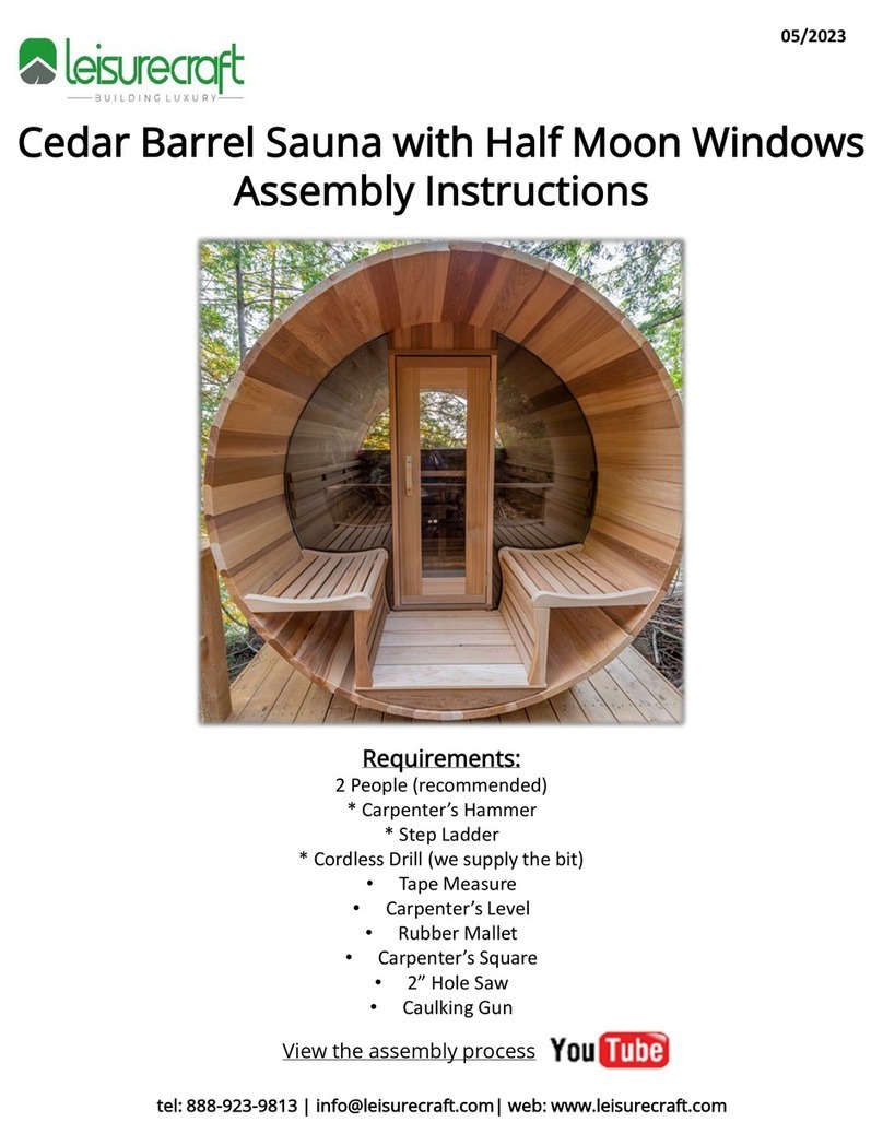 leisurecraft Cedar Barrel Sauna with Half Moon Windows Assembly instructions