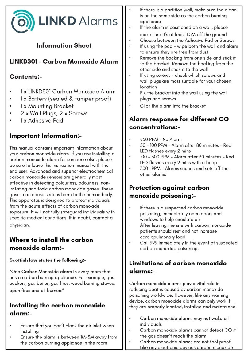 LINKD Alarms LINKD301 Information sheet