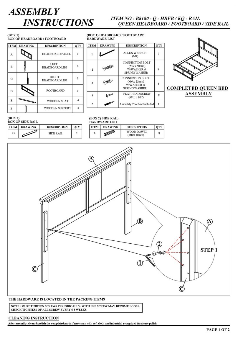 Crown Mark Leighton B8180-Q-HBFB Assembly instructions Crown Mark Leighton B8180-Q-HBFB Assembly instructions