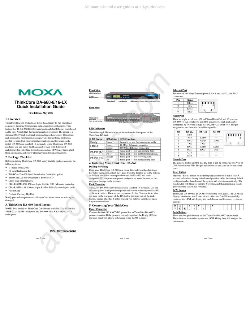 Moxa Technologies ThinkCore DA-660-8/16-LX Quick installation guide