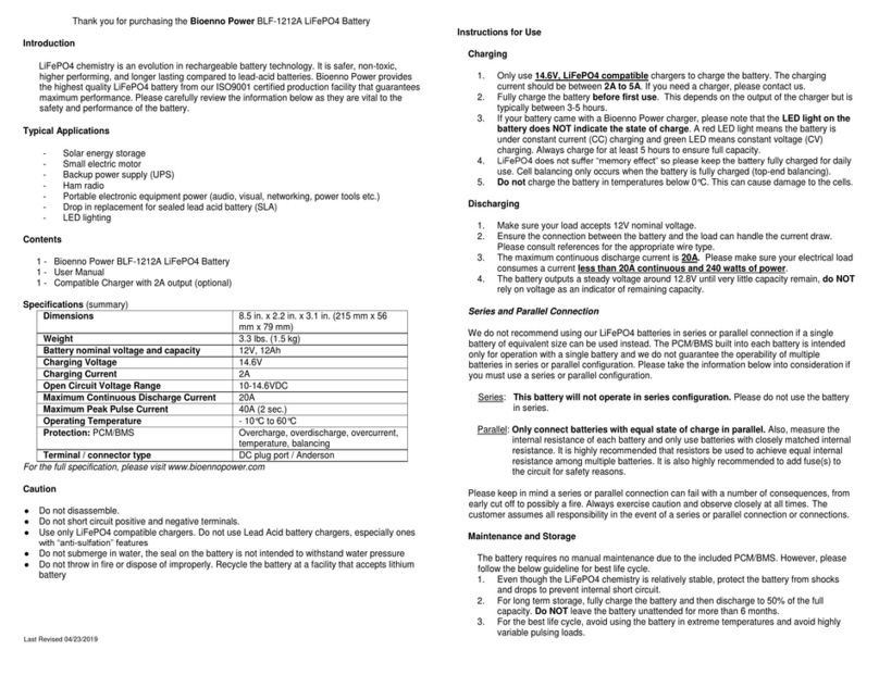 Bioenno Power BLF-1212A User manual