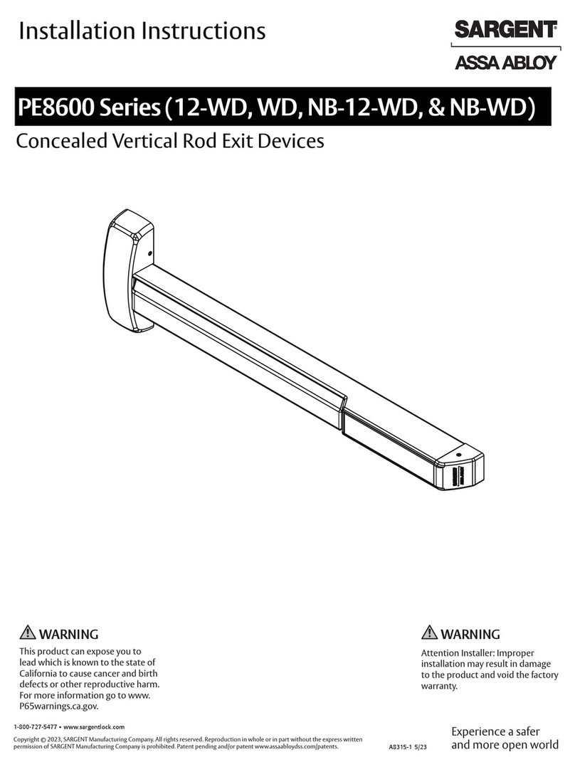 Assa Abloy Sargent PE8600 Series installation instructions