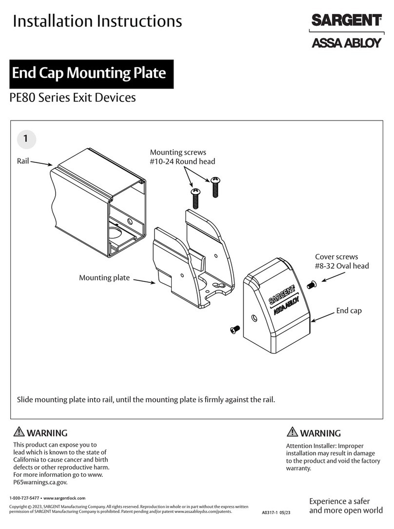 Assa Abloy Sargent PE80 Series installation instructions Assa Abloy Sargent PE80 Series installation instructions