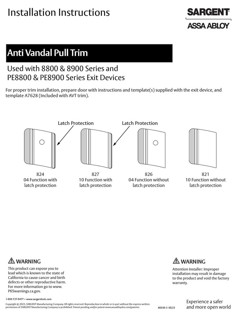 Assa Abloy Sargent PE8800 Series installation instructions