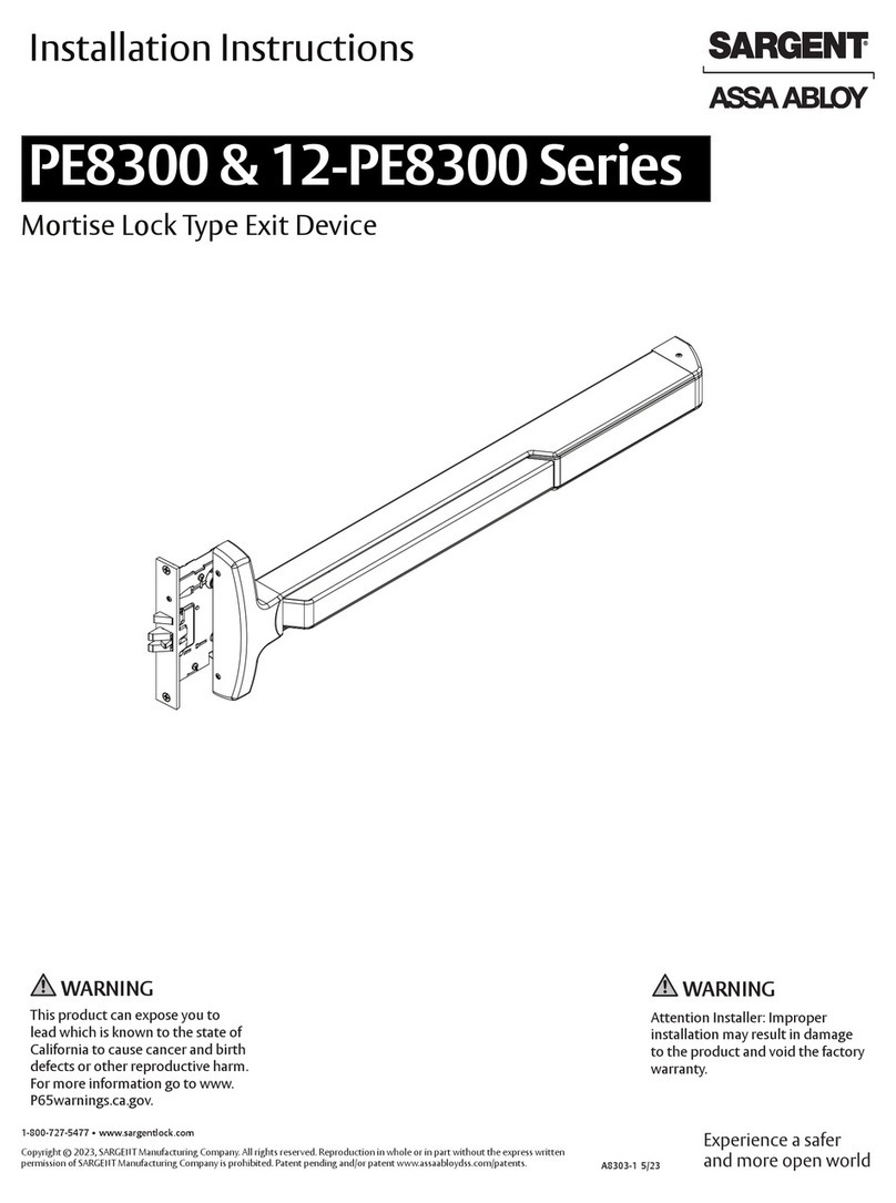 Assa Abloy Sargent PE8300 Series installation instructions