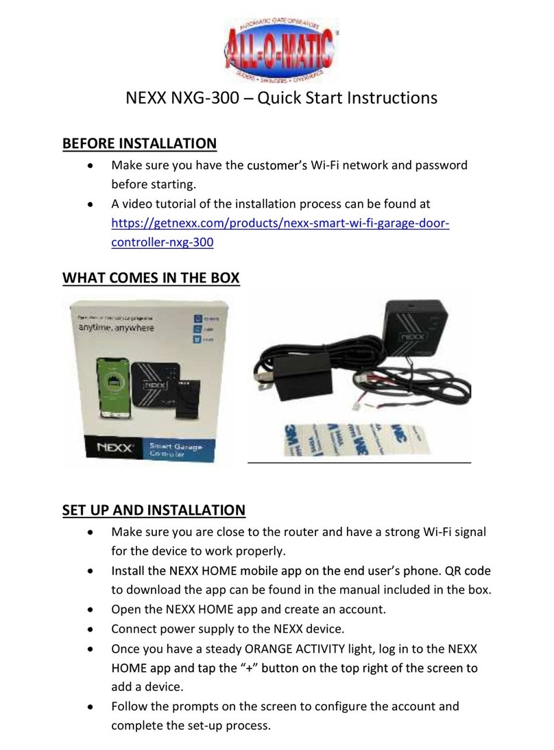 Nexx ALL-O-MATIC NXG-300 Quick start instructions Nexx ALL-O-MATIC NXG-300 Quick start instructions