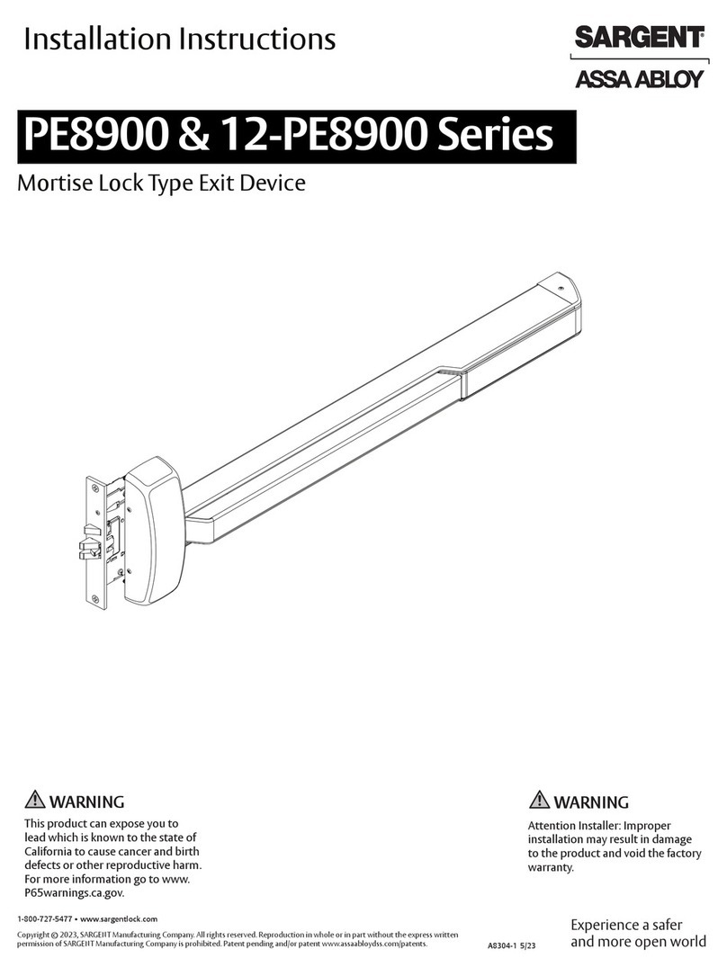 Assa Abloy Sargent PE8900 Series installation instructions