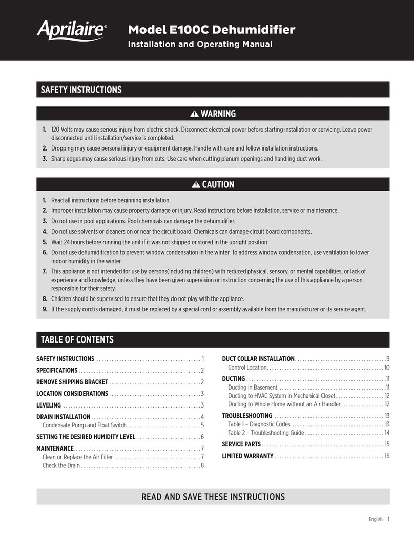 Aprilaire E100C Installation and operating manual