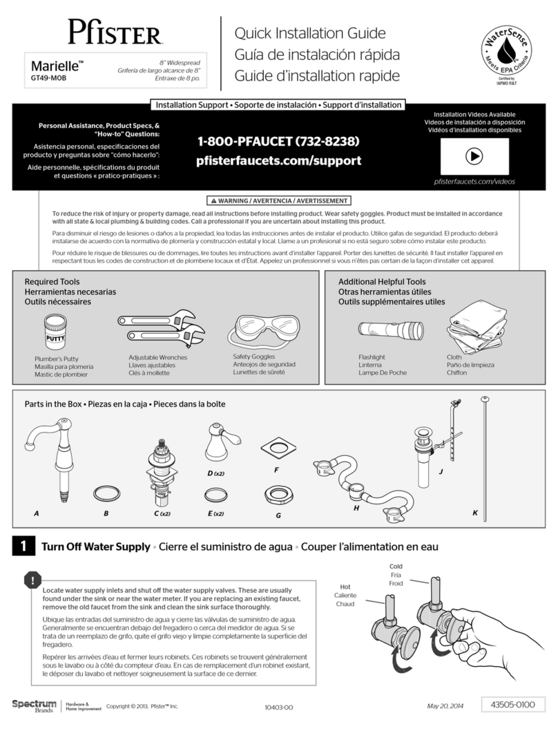 Spectrum Brands Pfister Marielle GT49-M0B Quick installation guide