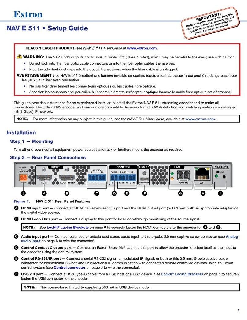 Extron electronics NAV E 511 User manual Extron electronics NAV E 511 User manual