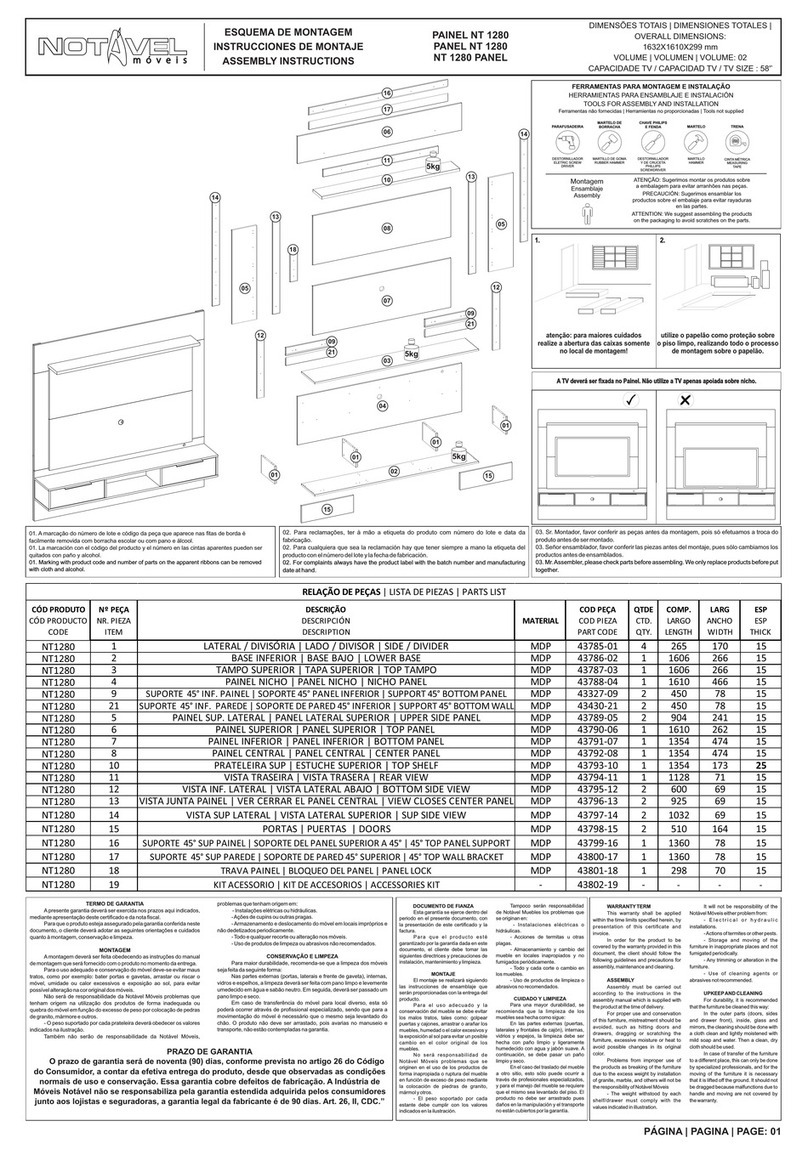 Notável Móveis NT 1280 PANEL Assembly instructions Notável Móveis NT 1280 PANEL Assembly instructions