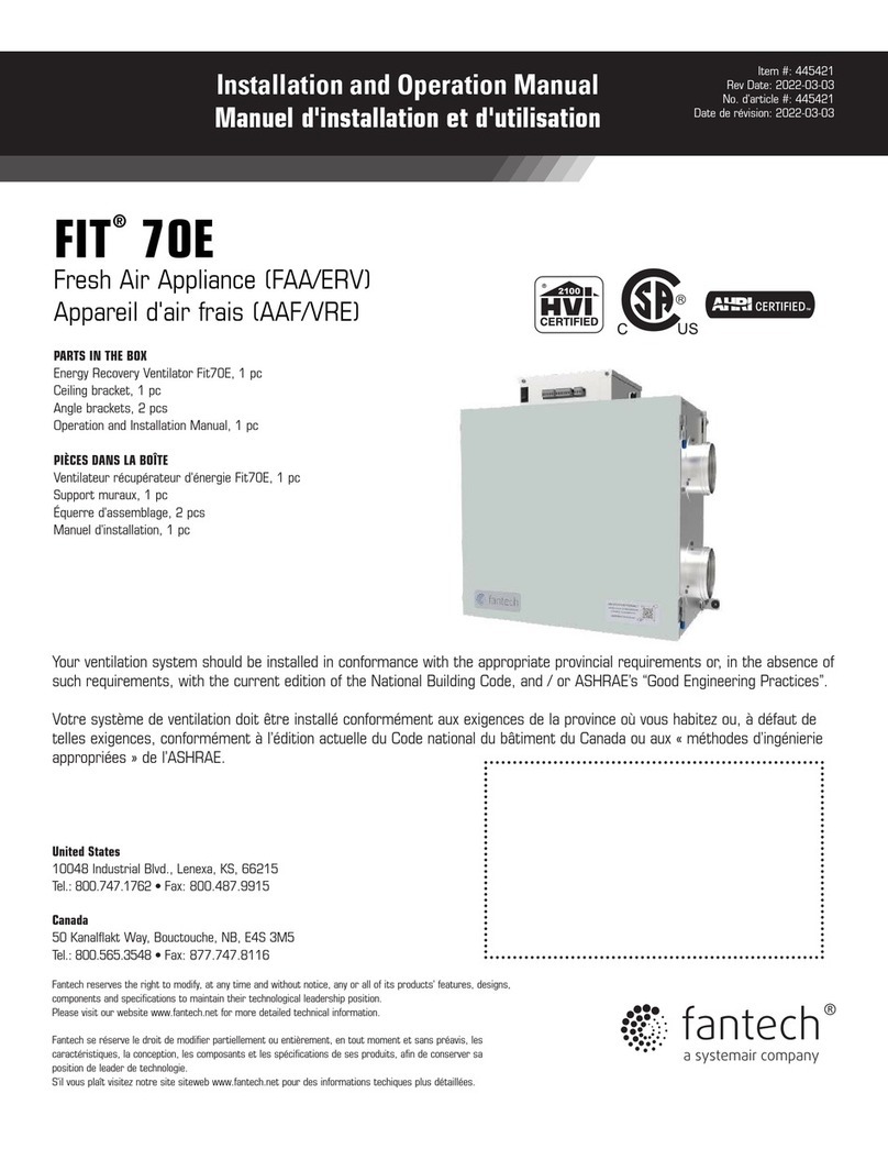 Fantech FIT 70E Installation and operation manual