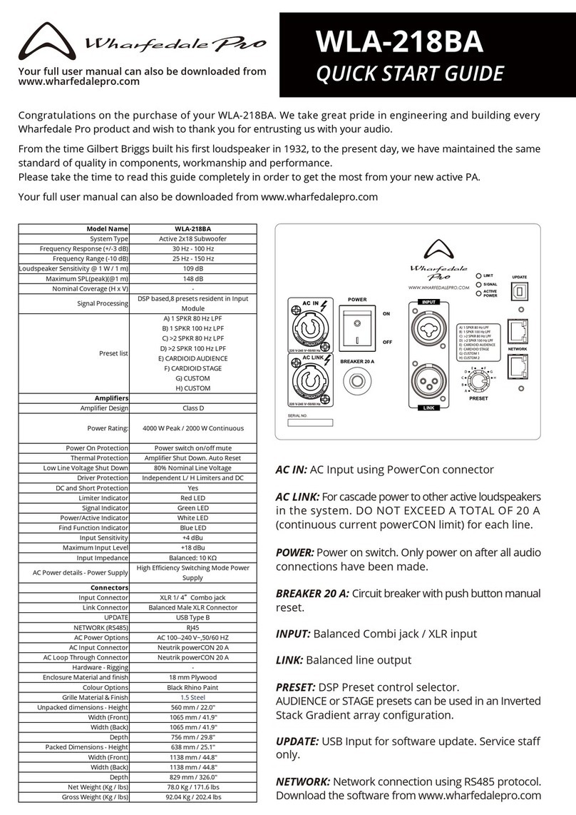 Wharfedale Pro WLA-218BA User manual