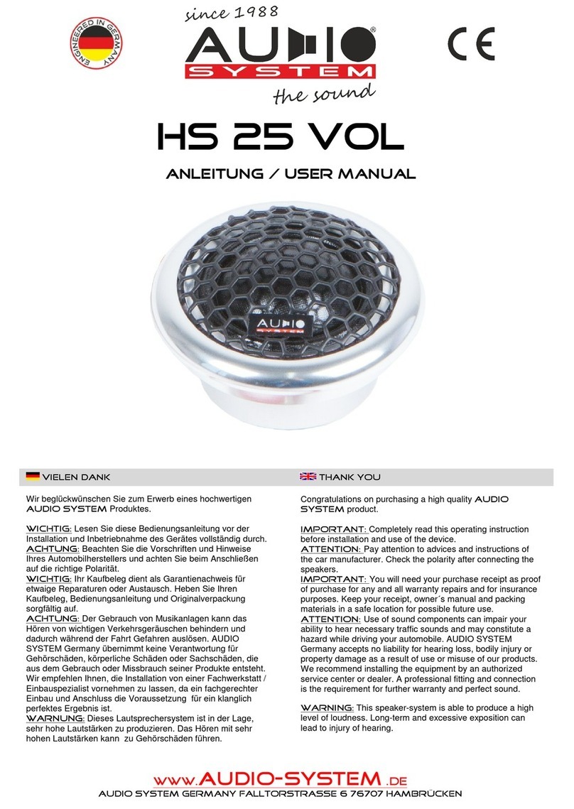 Audiosystem HS 25 VOL user manual Audiosystem HS 25 VOL user manual