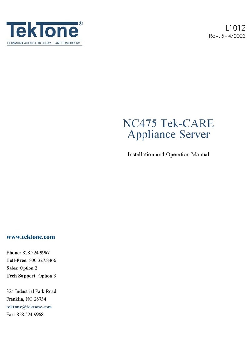 TekTone NC475 Installation and operation manual
