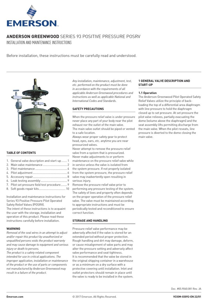Emerson Anderson Greenwood 93 Series Installation and maintenance instructions