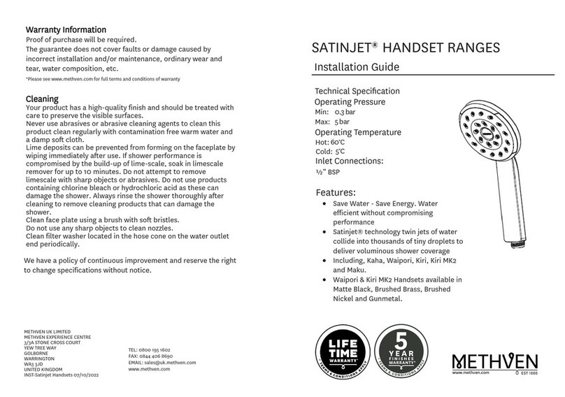 METHVEN SATINJET Kaha User manual METHVEN SATINJET Kaha User manual