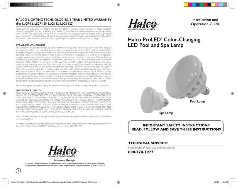 Halco ProLED Pool Lamp Operating instructions
