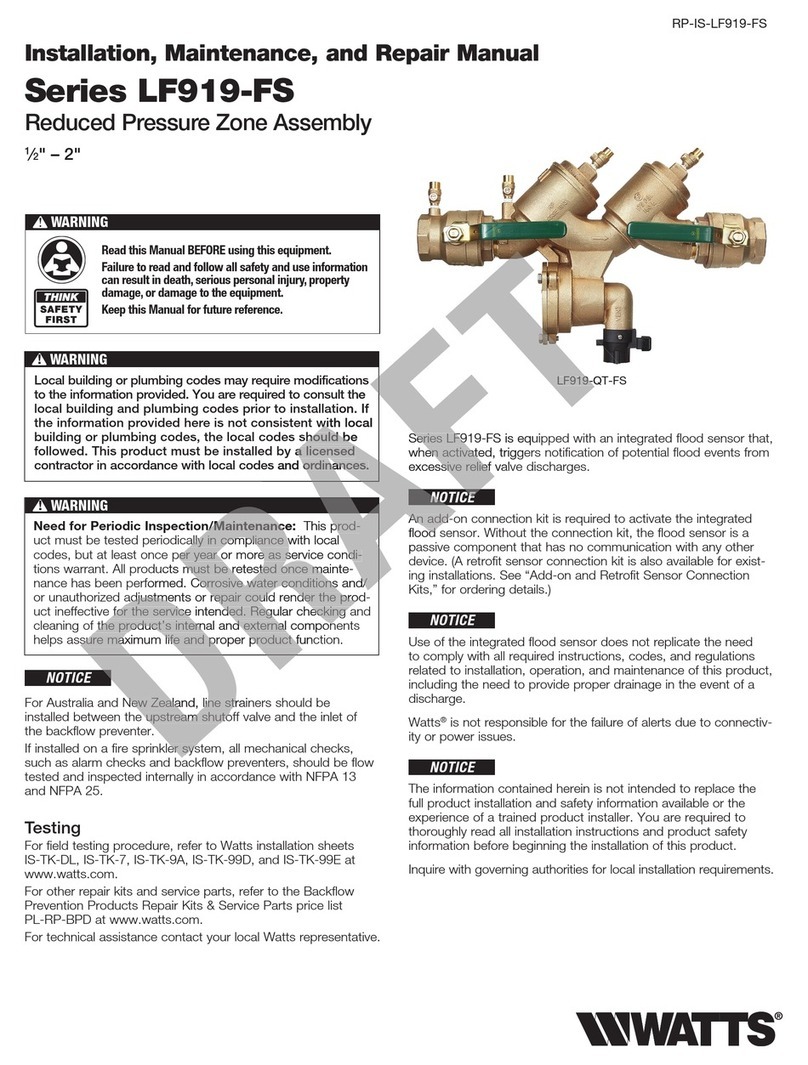 Watts LF919-QT-FS INSTRUCTION, INSTALLATION, MAINTENANCE AND REPAIR MANUAL
