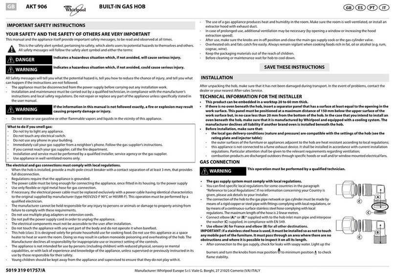 Whirlpool AKT 906 User manual