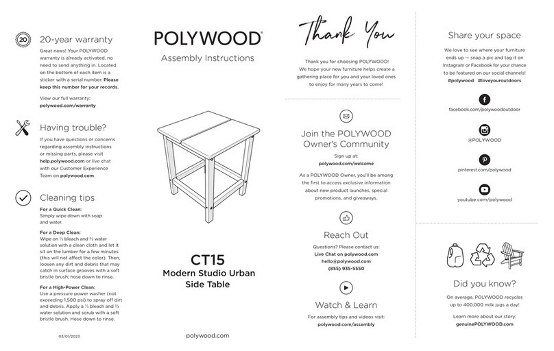 Polywood Modern Studio Urban CT15 User manual Polywood Modern Studio Urban CT15 User manual