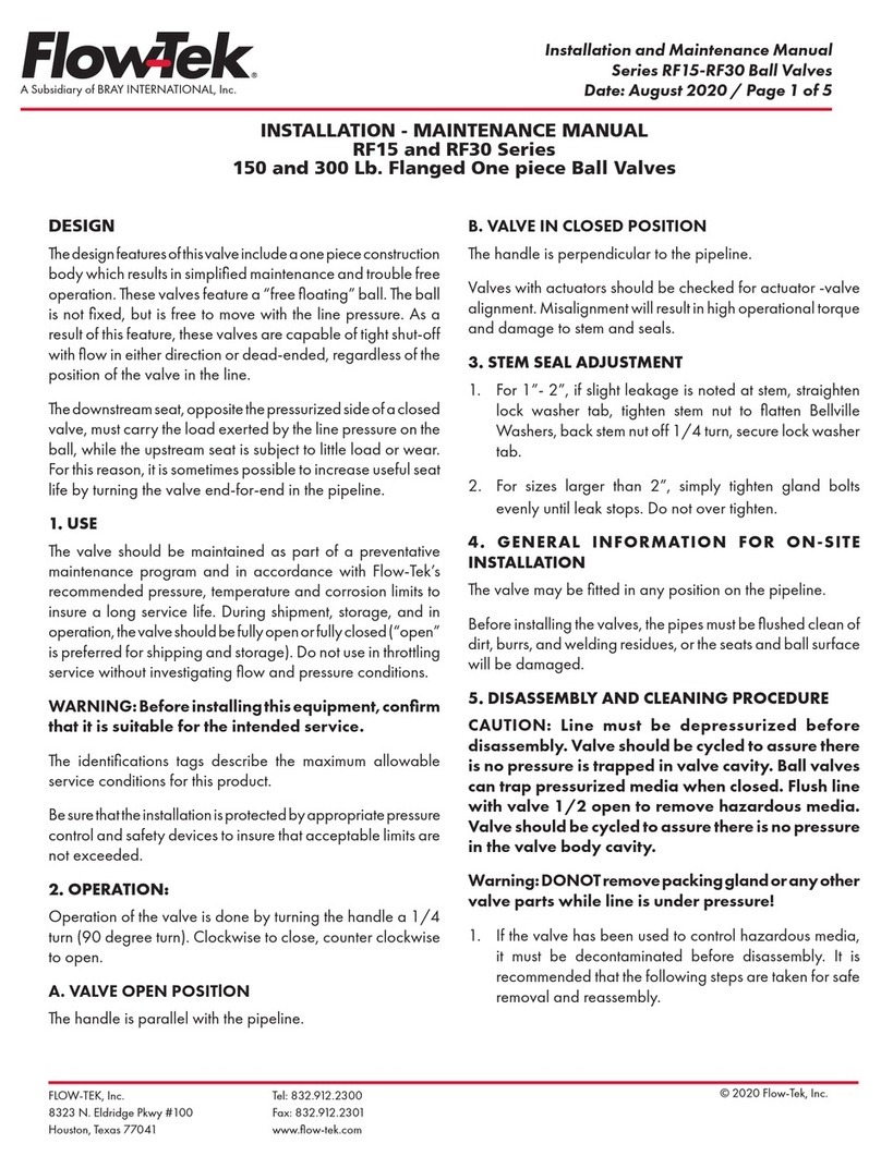 Bray RF15 Installation & maintenance manual
