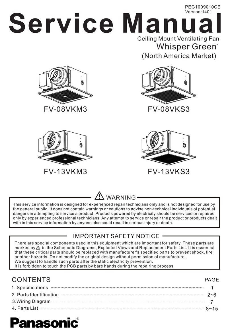 Panasonic Whisper Green FV-08VKM3 Service manual