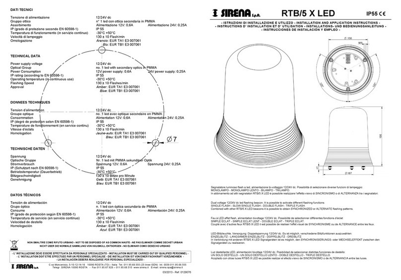 Sirena RTB/5 X LED INSTALLATION AND APPLICATION INSTRUCTIONS