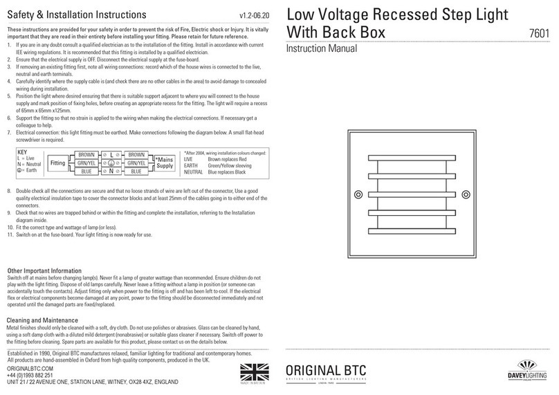 Davey Lighting Original BTC 7601 instruction manual
