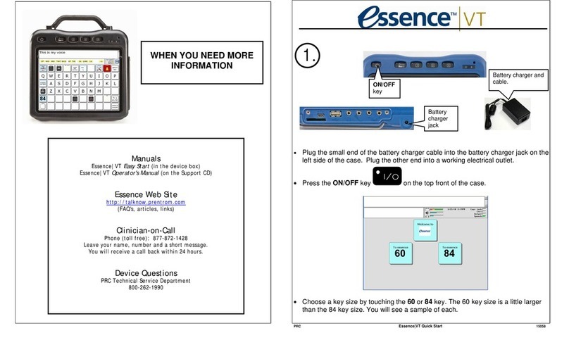 Prentke Romich Company Essence VT quick start Prentke Romich Company Essence VT quick start