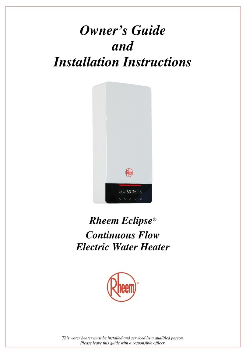 Rheem Eclipse 6C318500A Owner's guide and installation instructions Rheem Eclipse 6C318500A Owner's guide and installation instructions
