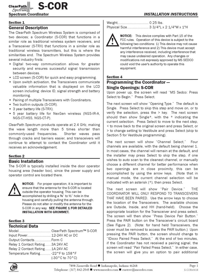MS Sedco ClearPath Spectrum Coordinator installation instructions MS Sedco ClearPath Spectrum Coordinator installation instructions