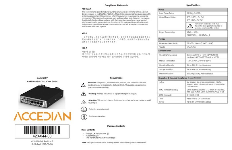 Accedian Skylight LX Hardware installation guide