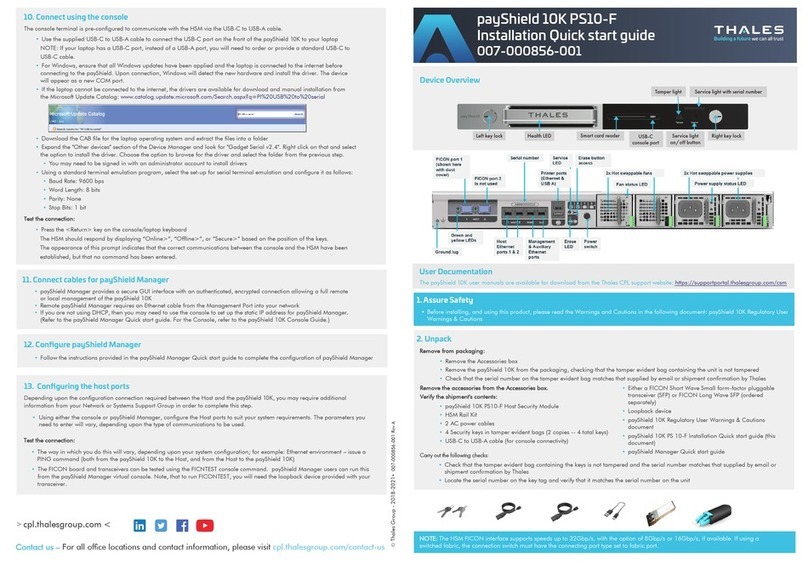 Thales payShield 10K PS10-F quick start guide